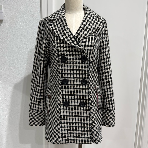 Vintage Forever 21 Double Breasted Houndstooth Peacoat - L - Picture 1 of 13